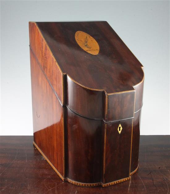 A George III mahogany knife box, 9in.